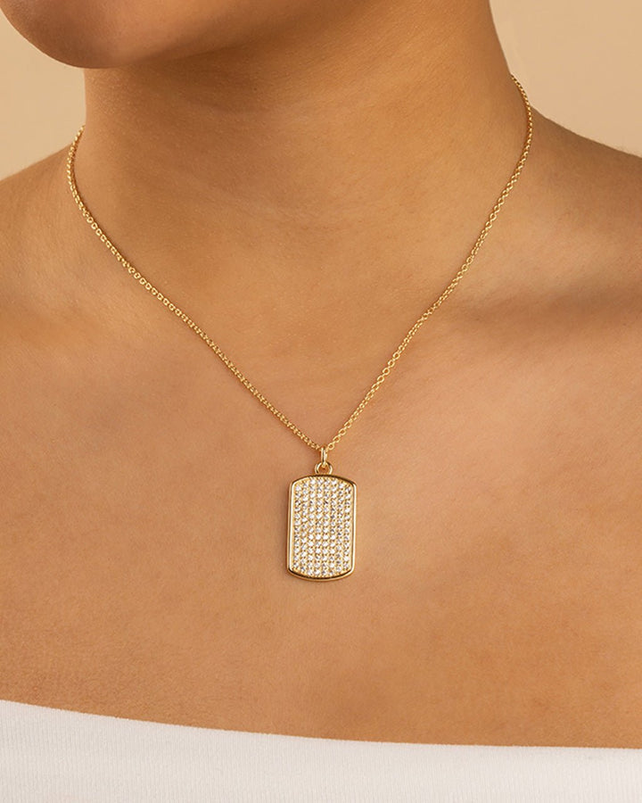 Rounded-edge Rectangle Pave CZ Pendant