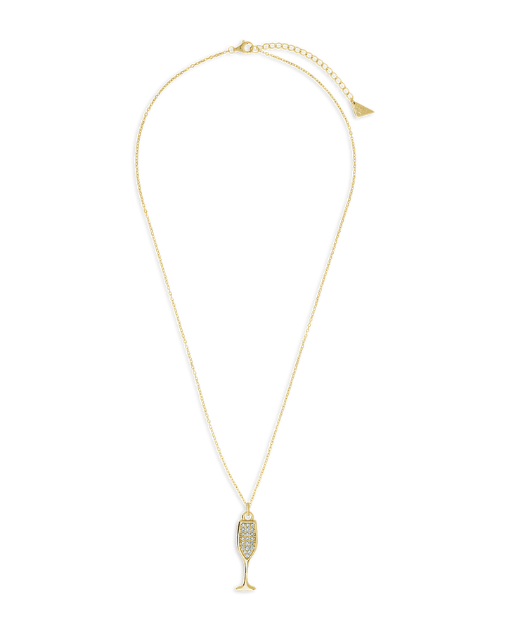 Champagne Flute Pave CZ Pendant