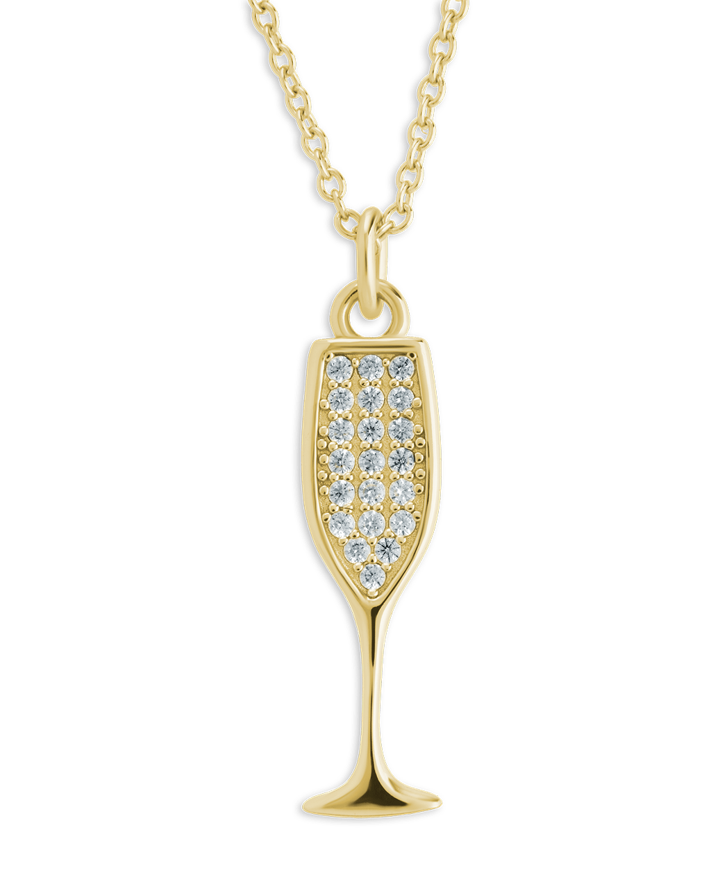 Champagne Flute Pave CZ Pendant