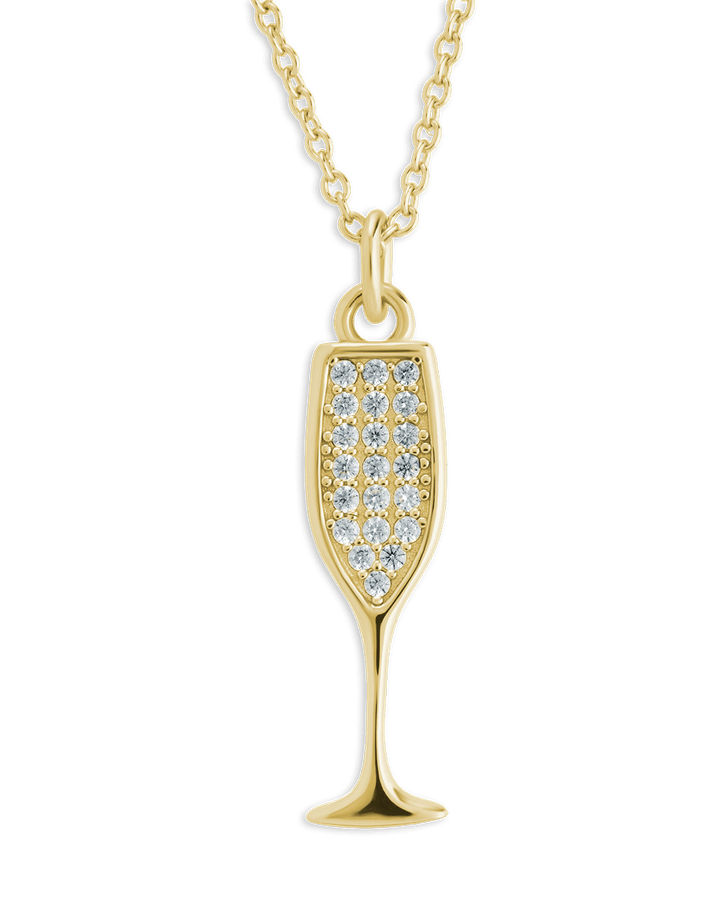 Champagne Flute Pave CZ Pendant