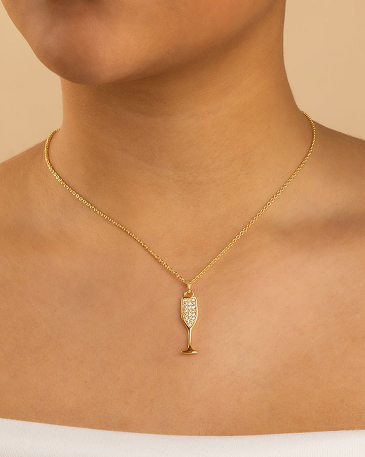 Champagne Flute Pave CZ Pendant