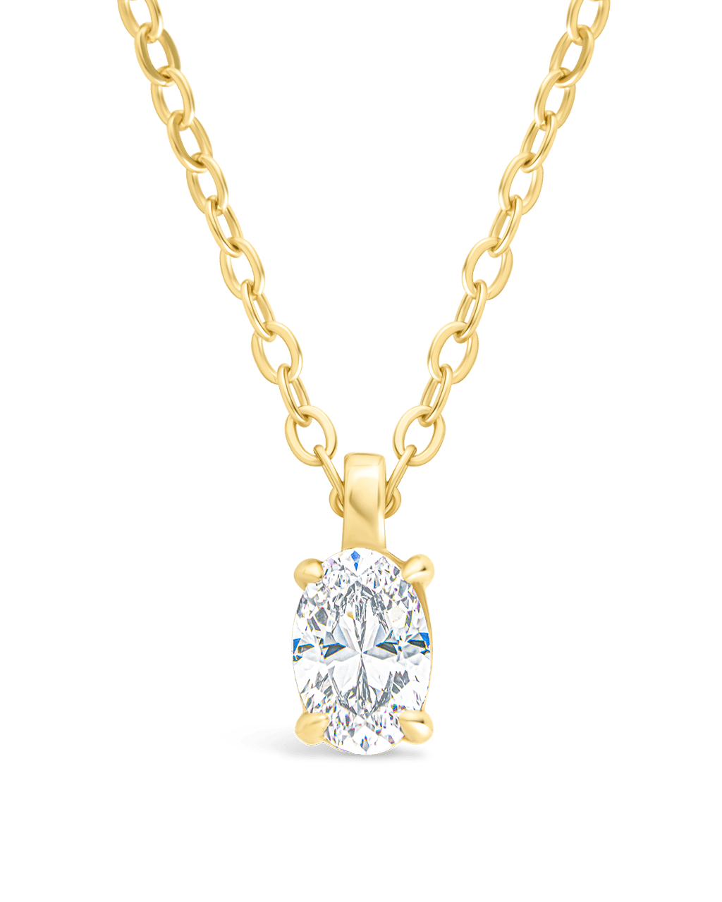 Oval CZ Prong Set Pendant