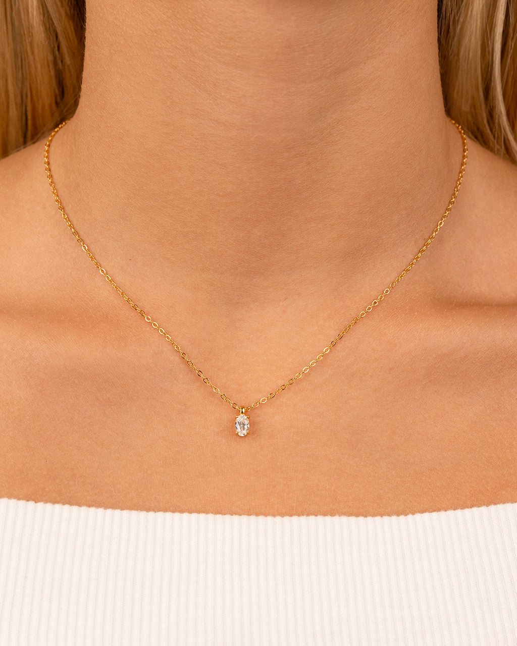 Oval CZ Prong Set Pendant