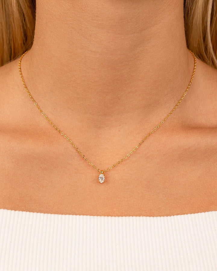 Oval CZ Prong Set Pendant