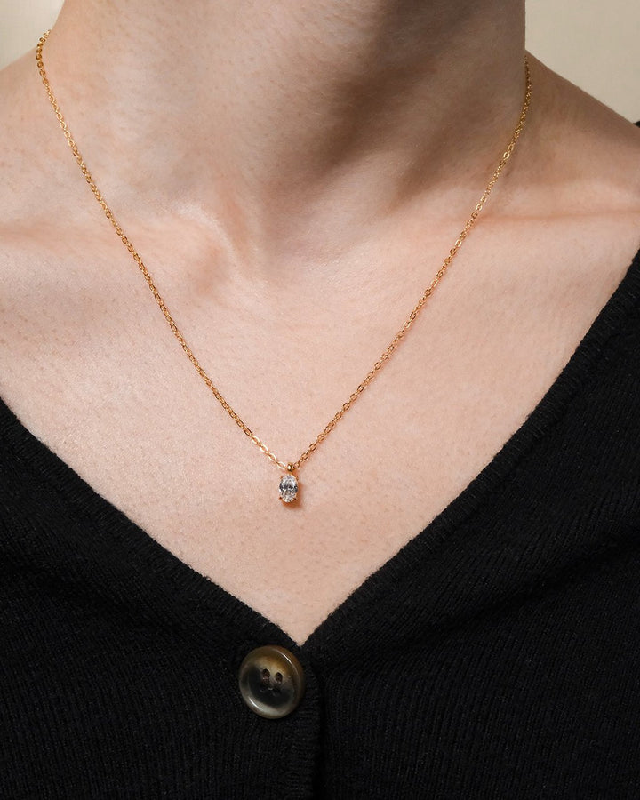 Oval CZ Prong Set Pendant