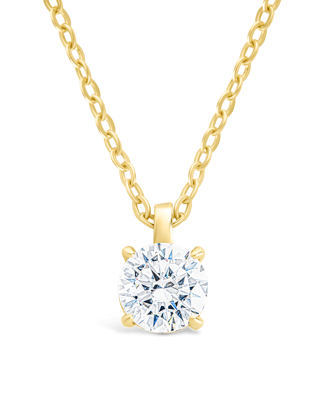 Round CZ Prong Set Pendant