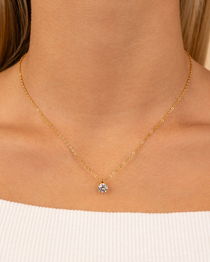 Round CZ Prong Set Pendant