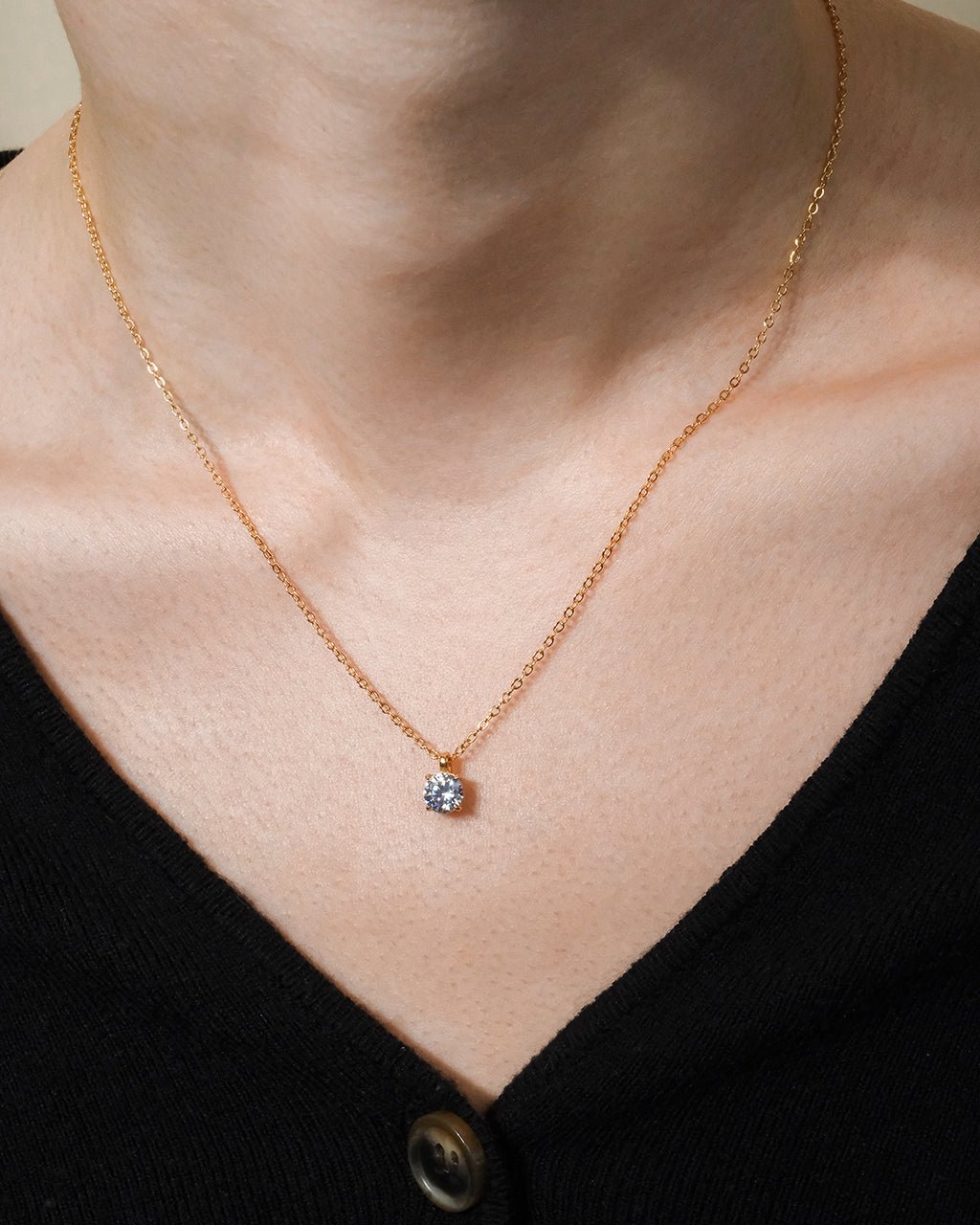 Round CZ Prong Set Pendant