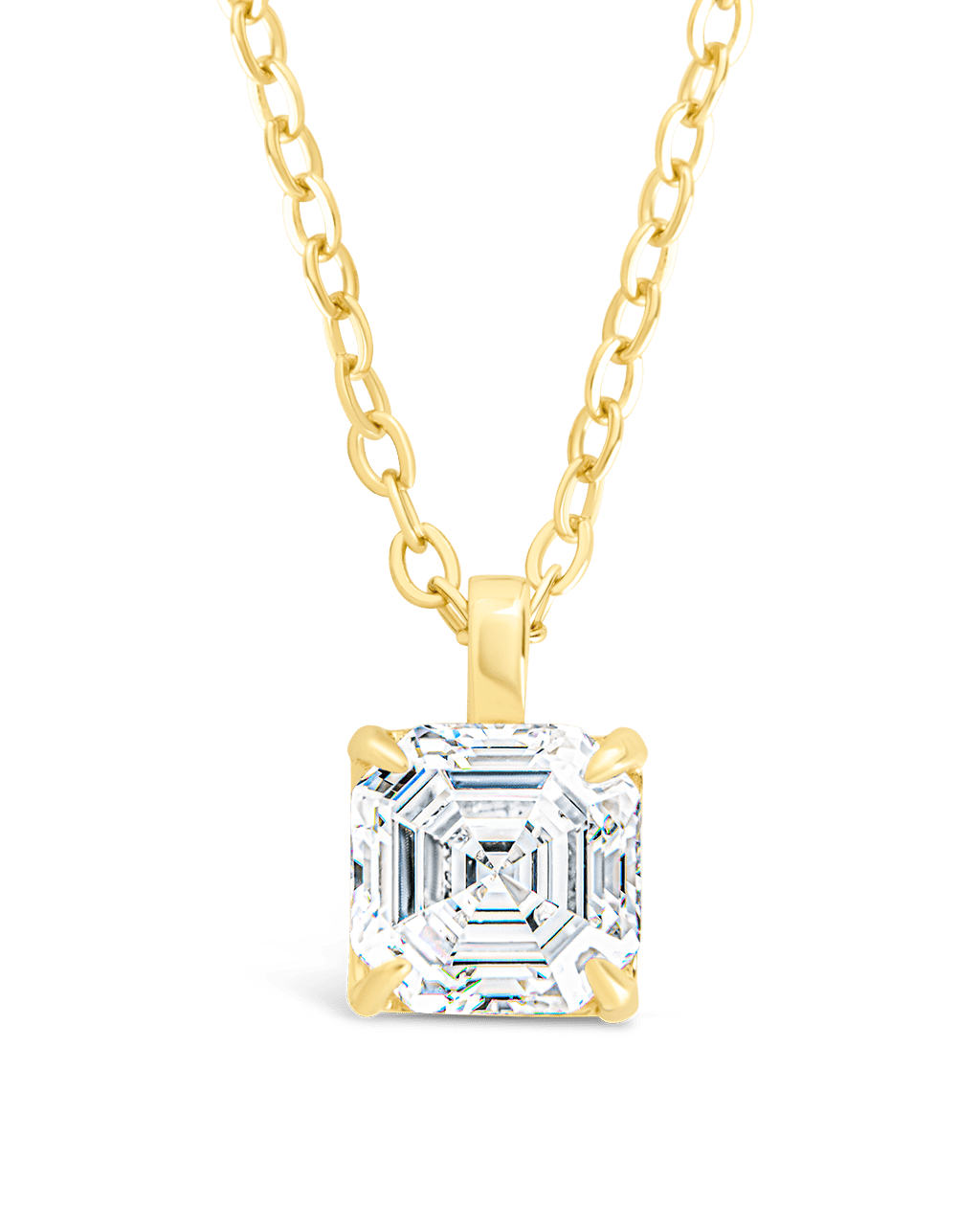 Asscher Prong Set Pendant