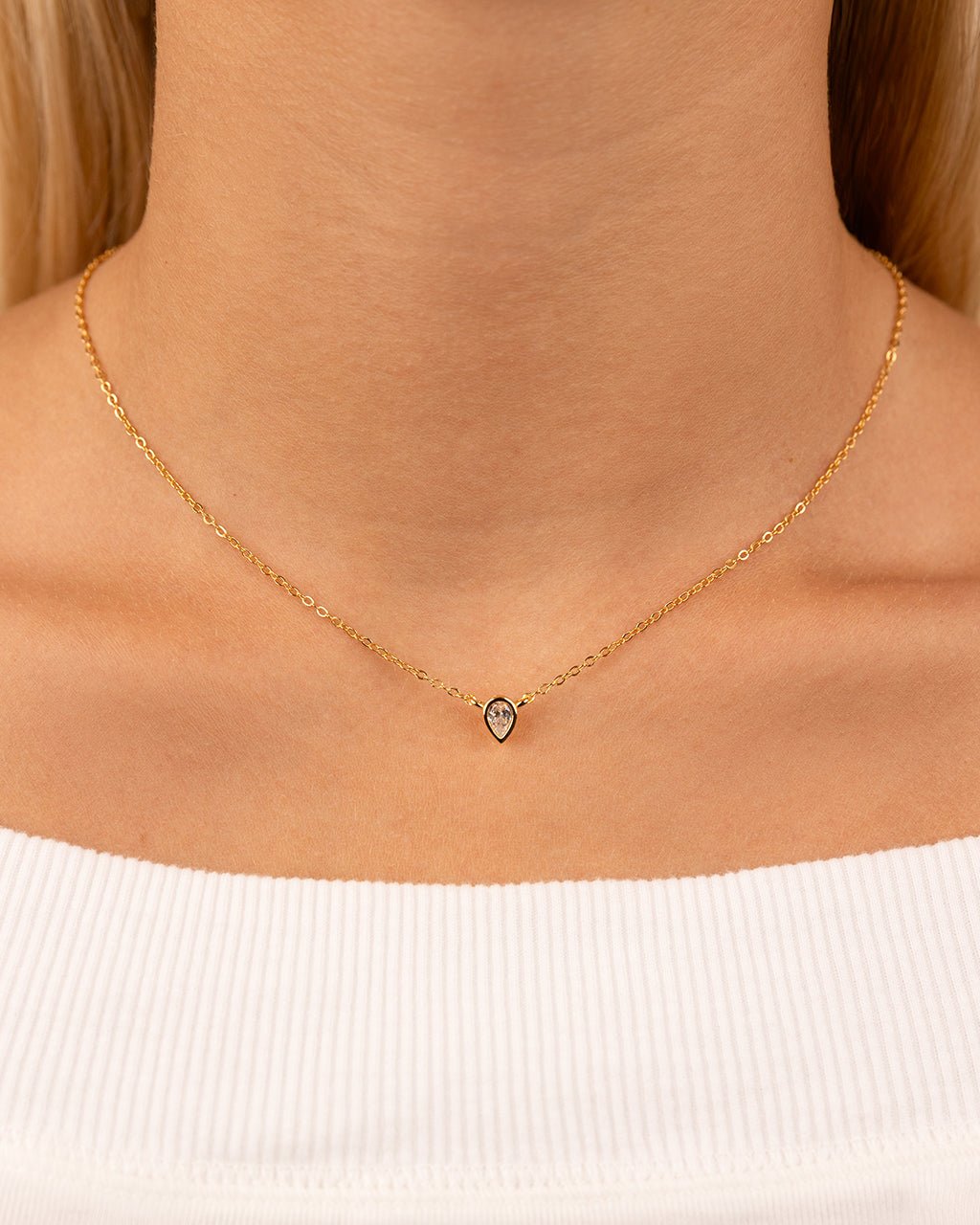 Pear Bezel Set Pendant