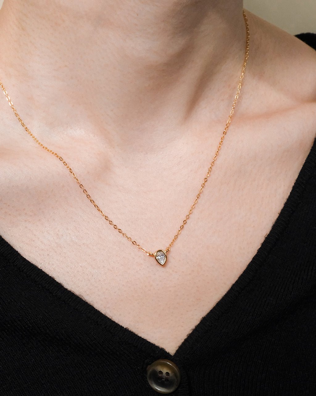 Pear Bezel Set Pendant