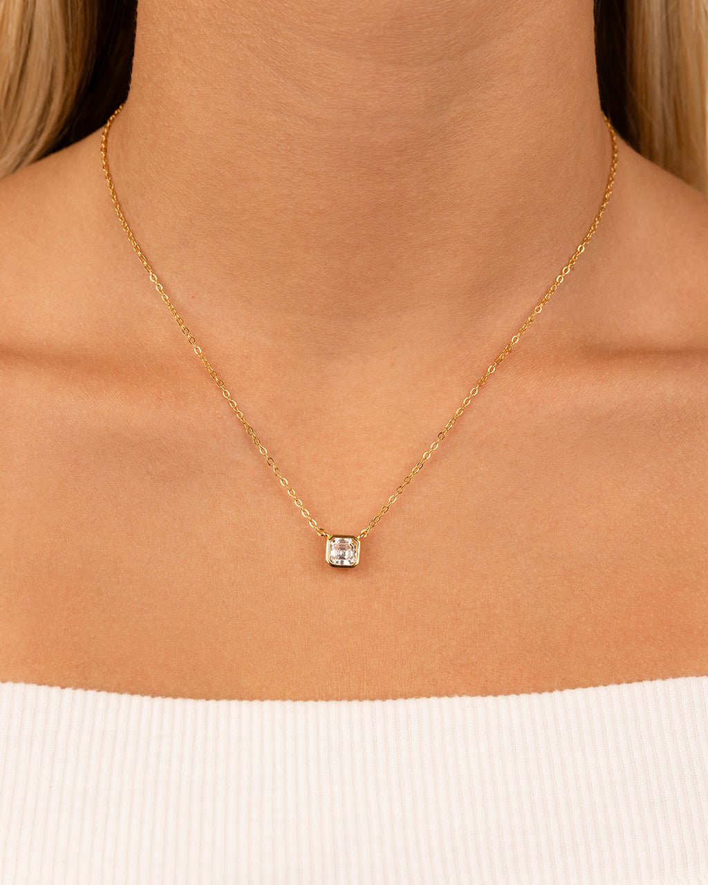 Asscher Bezel Set Pendant