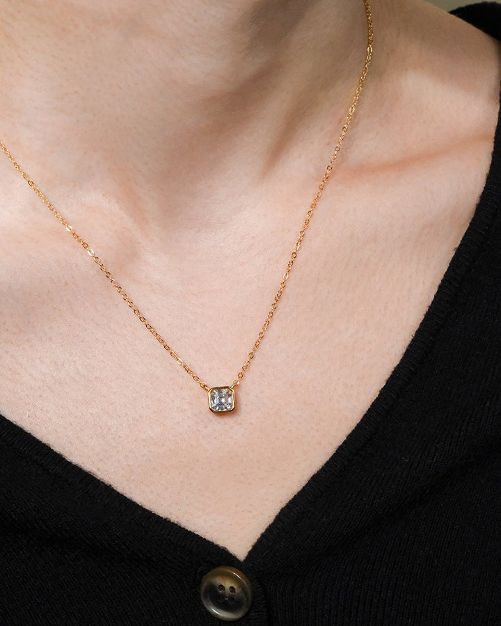 Asscher Bezel Set Pendant