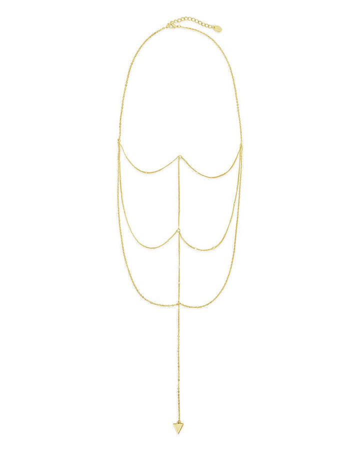 Triple Layer Triangle Drop Chain Necklace