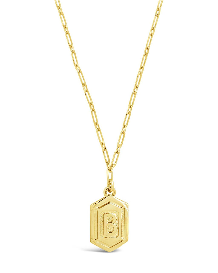 Hexagon Tag Initial Pendant Necklace