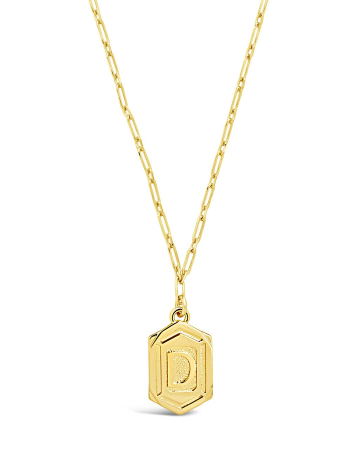 Hexagon Tag Initial Pendant Necklace