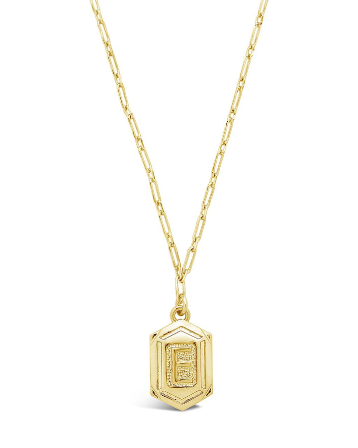 Hexagon Tag Initial Pendant Necklace