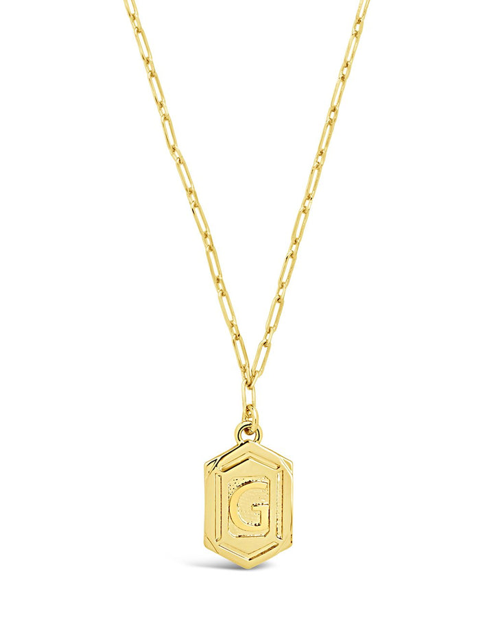 Hexagon Tag Initial Pendant Necklace