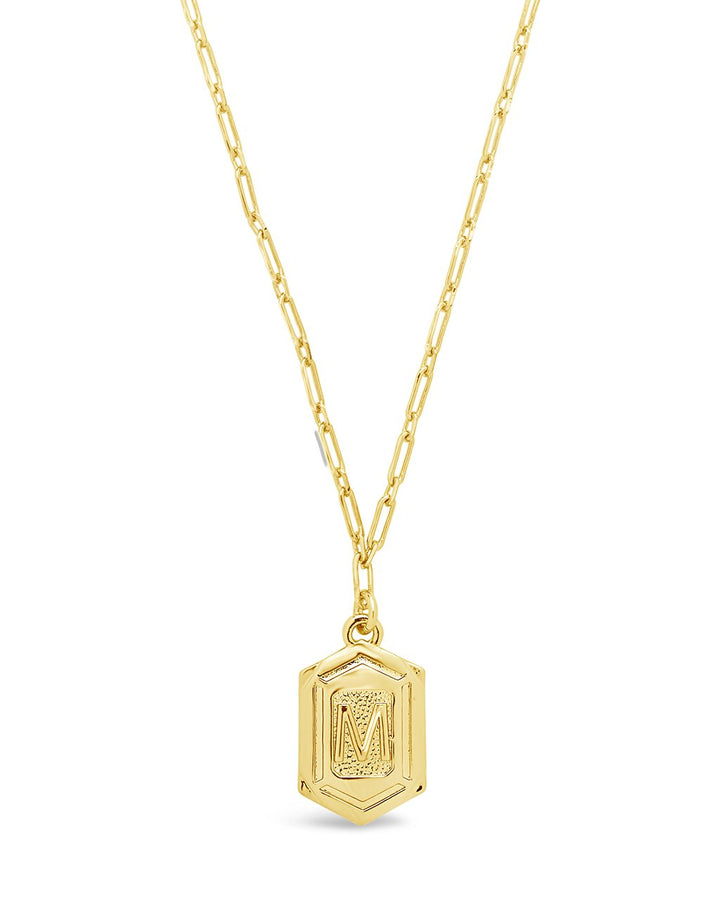 Hexagon Tag Initial Pendant Necklace