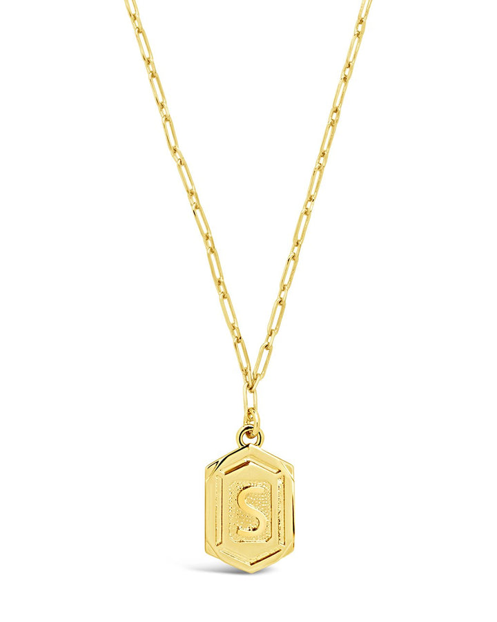 Hexagon Tag Initial Pendant Necklace