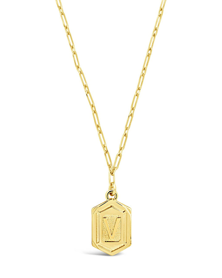 Hexagon Tag Initial Pendant Necklace