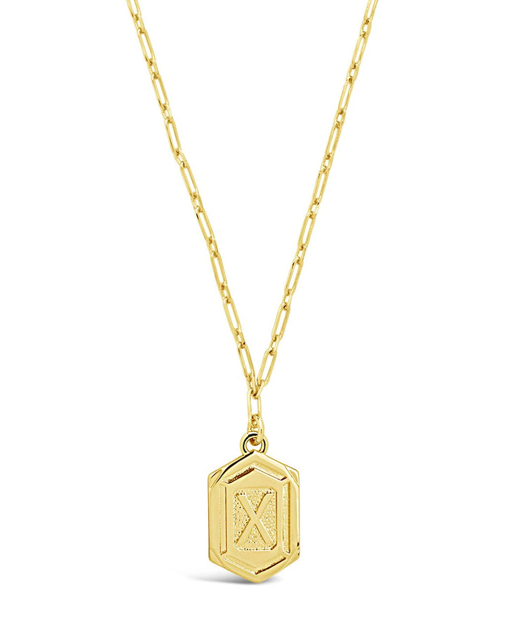 Hexagon Tag Initial Pendant Necklace
