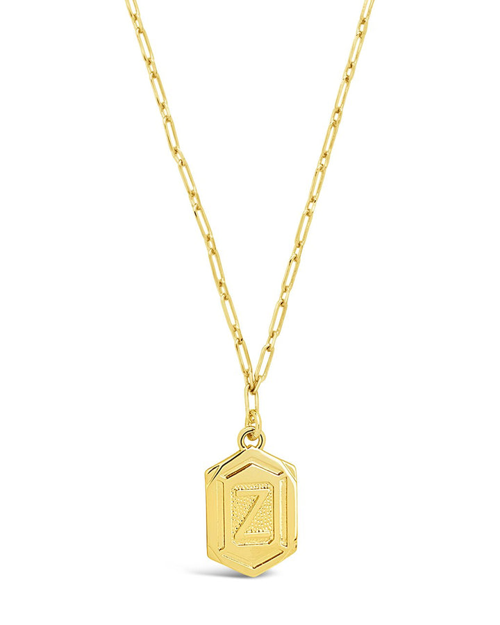Hexagon Tag Initial Pendant Necklace