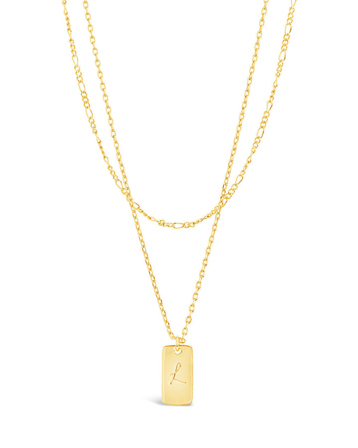 Initial Tag Layered Chain Necklace