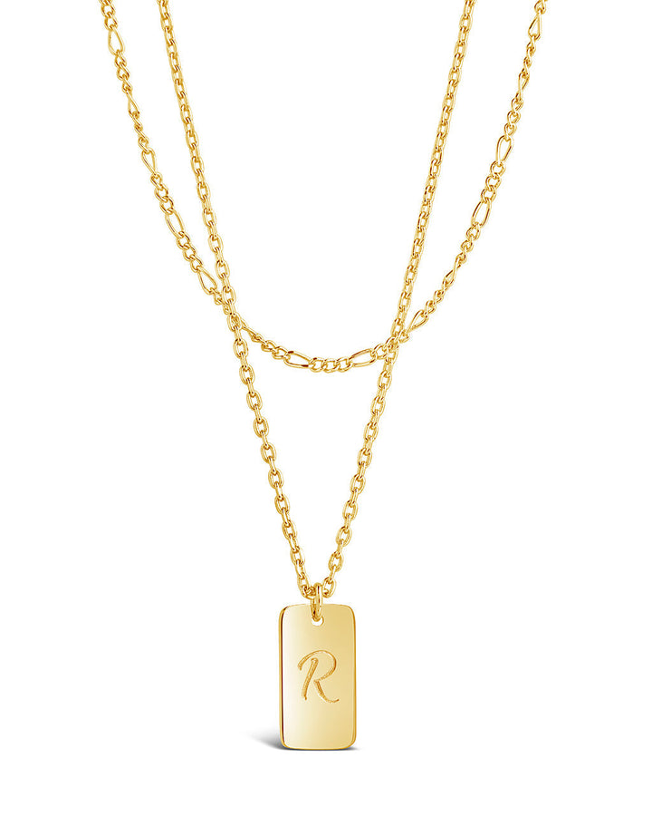 Initial Tag Layered Chain Necklace