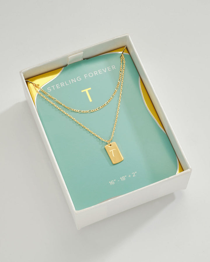 Initial Tag Layered Chain Necklace