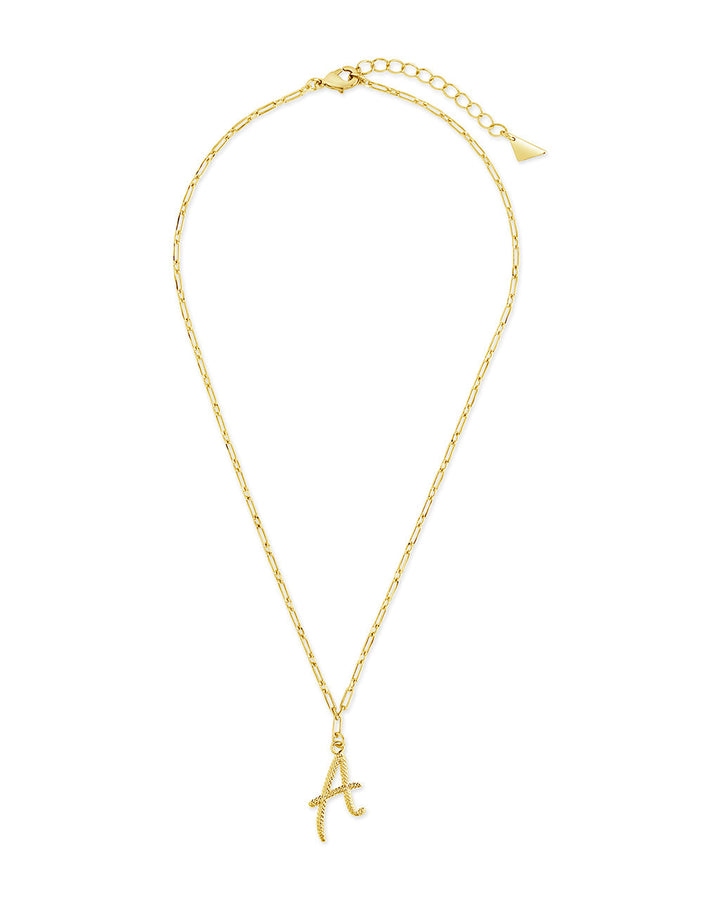 Textured Initial Charm Pendant Necklace