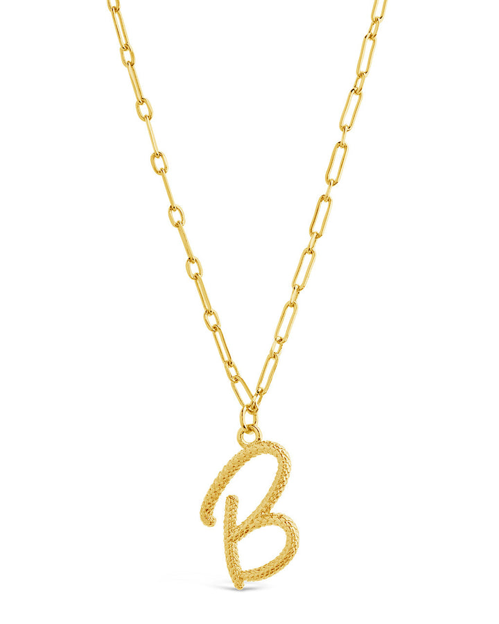 Textured Initial Charm Pendant Necklace