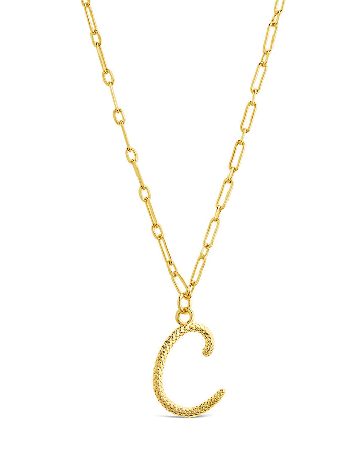Textured Initial Charm Pendant Necklace