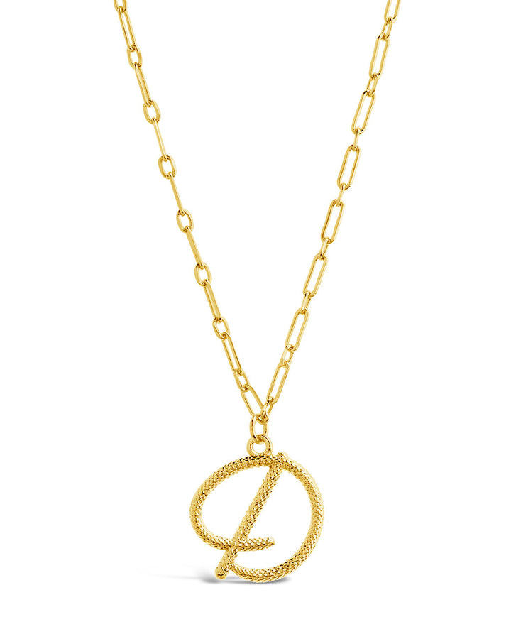 Textured Initial Charm Pendant Necklace
