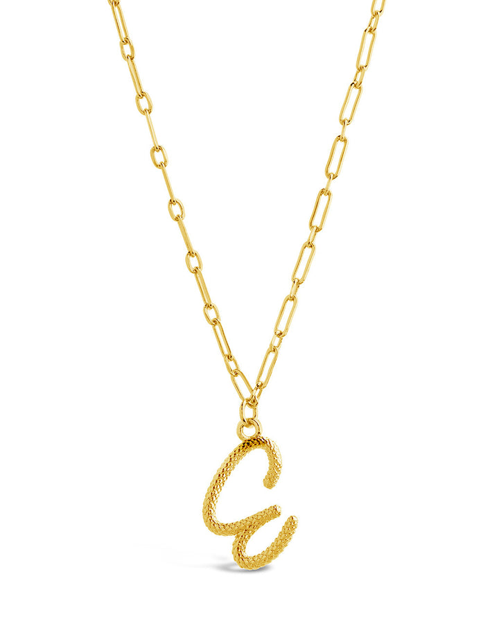 Textured Initial Charm Pendant Necklace