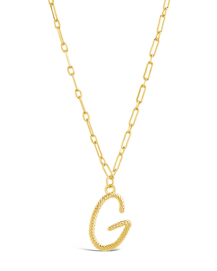Textured Initial Charm Pendant Necklace