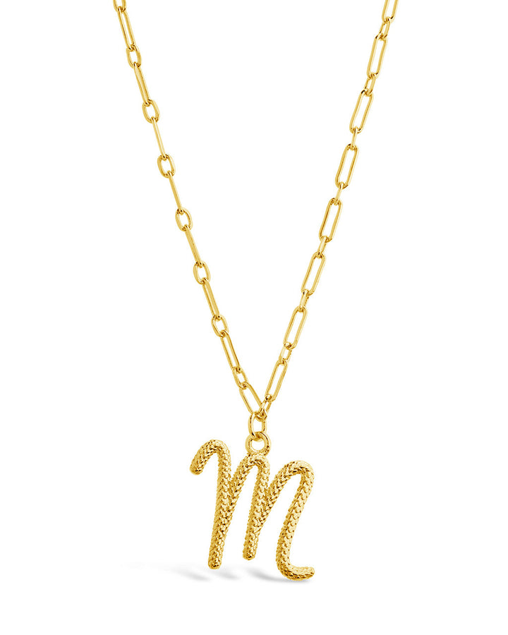 Textured Initial Charm Pendant Necklace