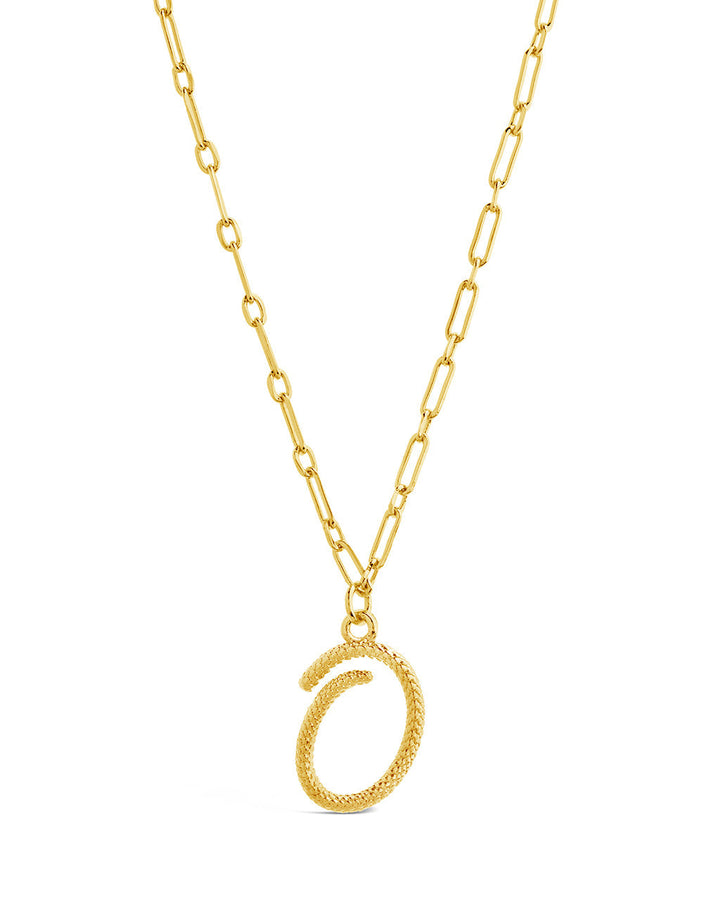 Textured Initial Charm Pendant Necklace