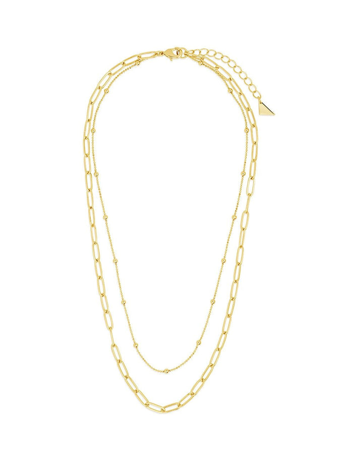 Leah Beaded & Paperclip Layered Chain Necklace