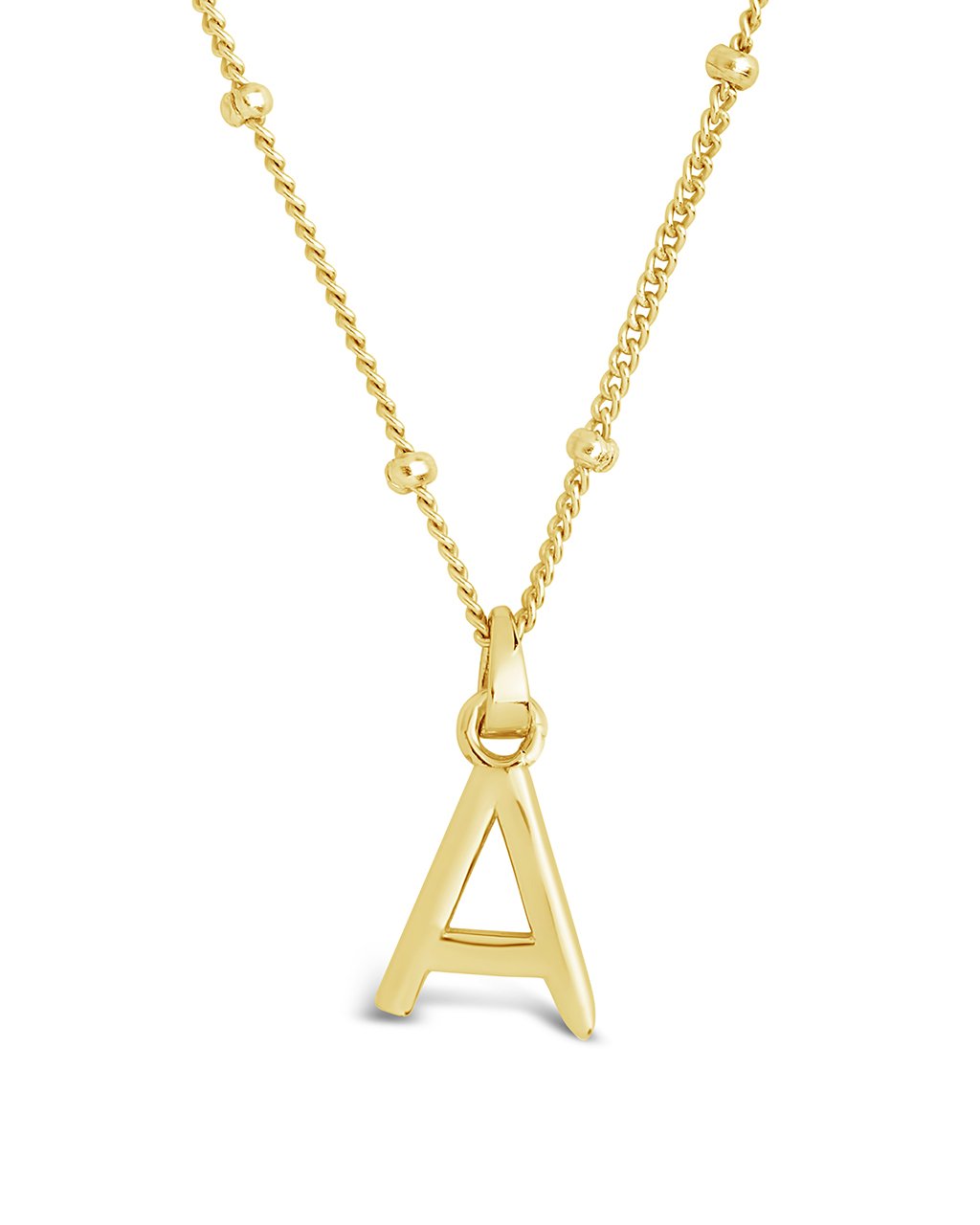 Initial Necklace with Beaded Chain