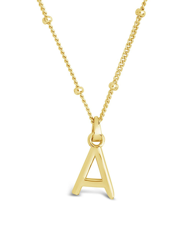 Initial Necklace with Beaded Chain