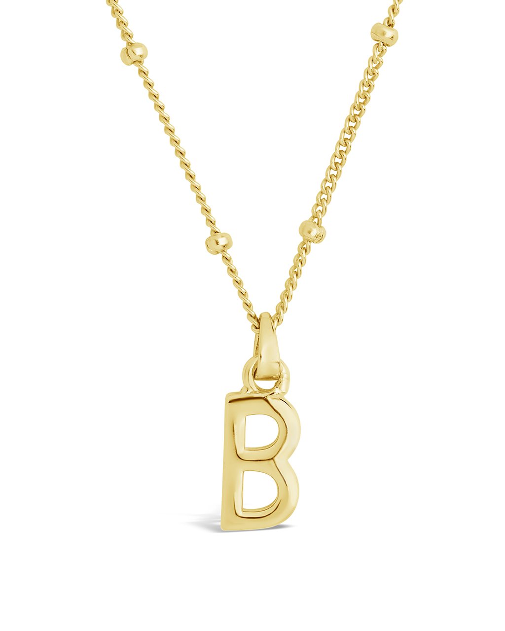 Initial Necklace with Beaded Chain