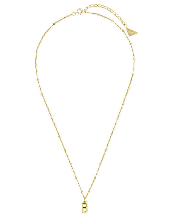 Initial Necklace with Beaded Chain