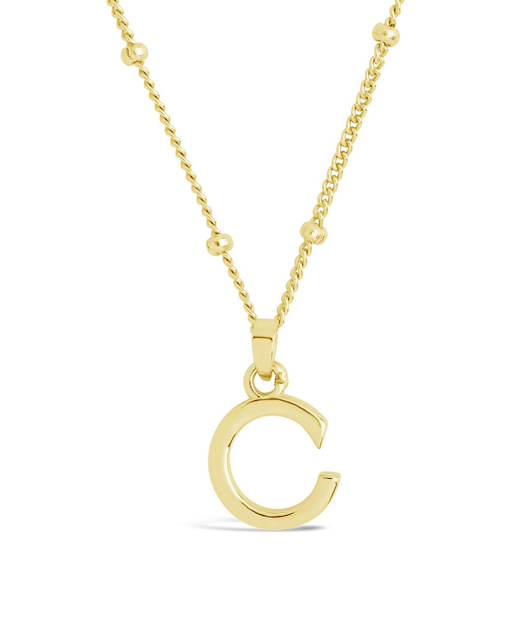 Initial Necklace with Beaded Chain