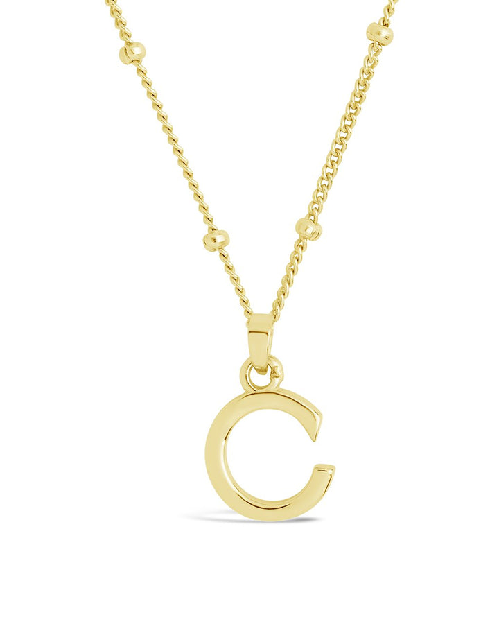 Initial Necklace with Beaded Chain