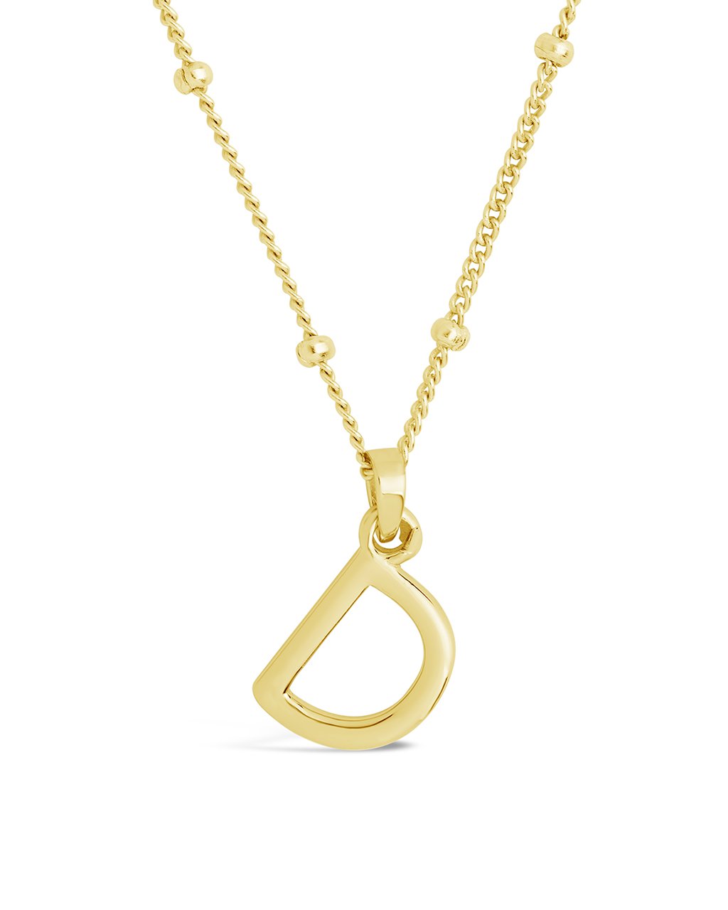Initial Necklace with Beaded Chain