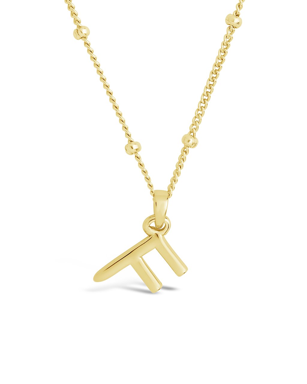 Initial Necklace with Beaded Chain