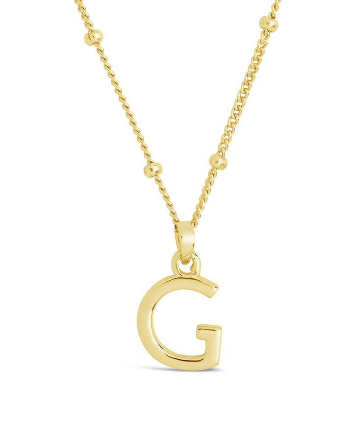 Initial Necklace with Beaded Chain