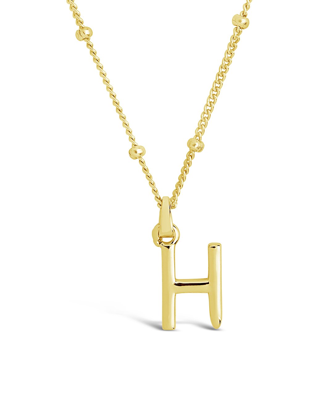 Initial Necklace with Beaded Chain