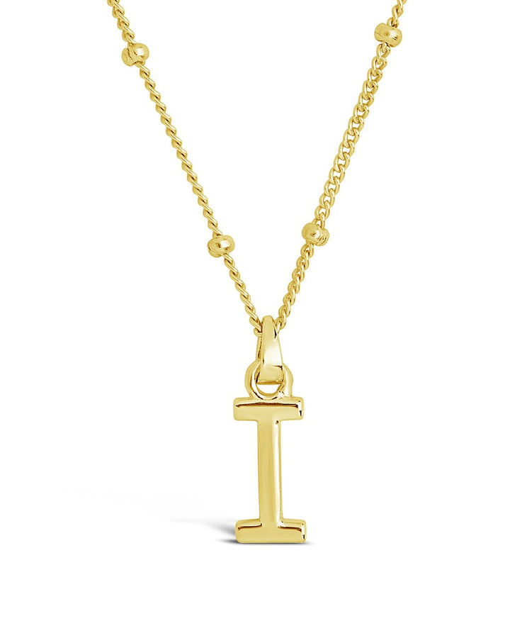 Initial Necklace with Beaded Chain